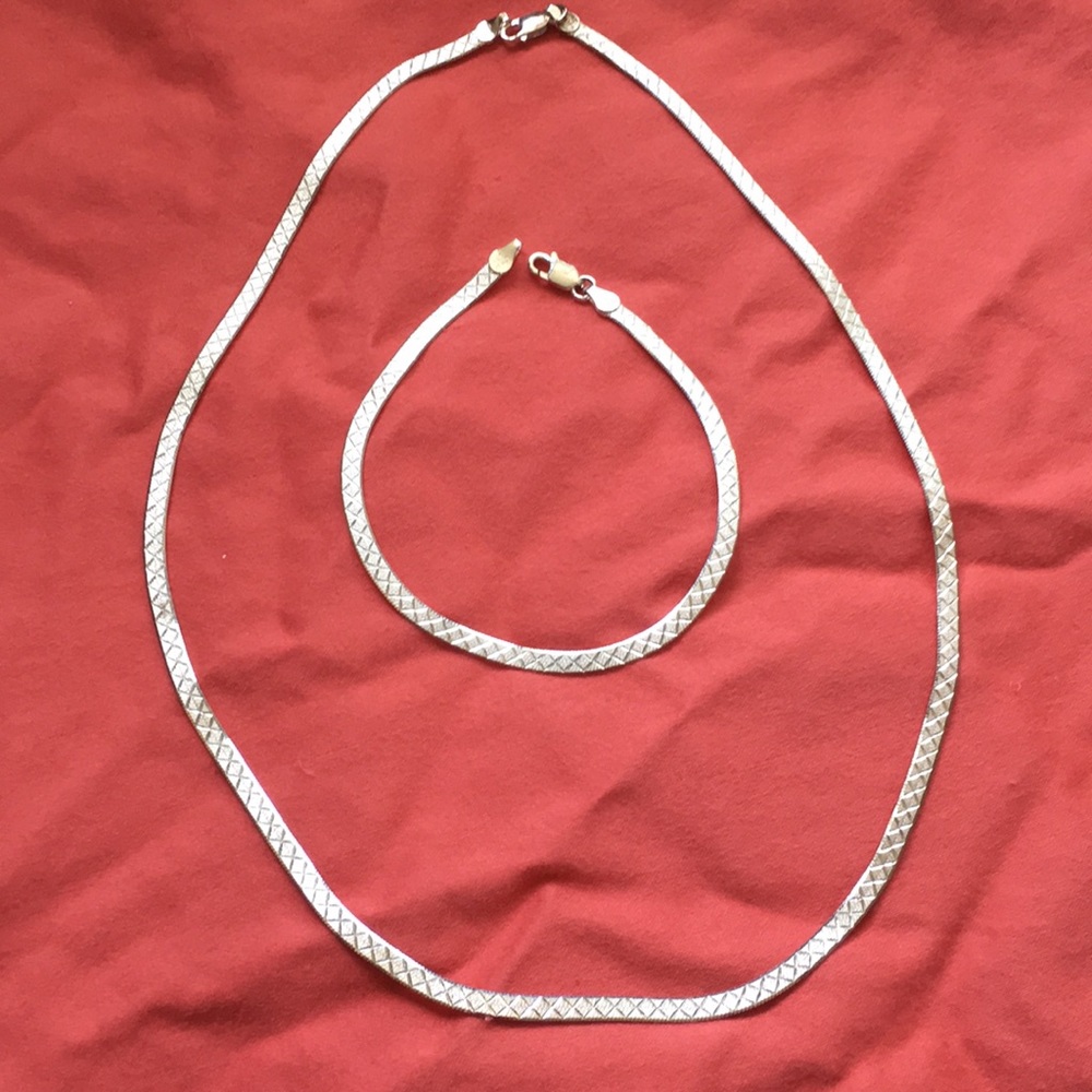 Necklace and bracelet sterling silver set